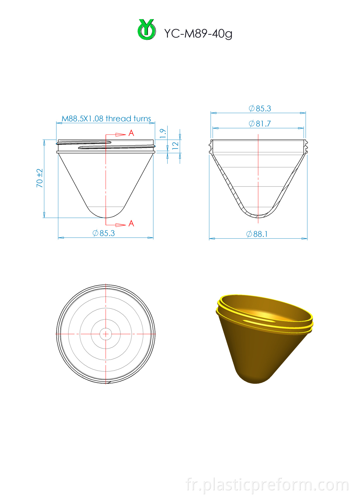 89mm Neck 40g PET Preform